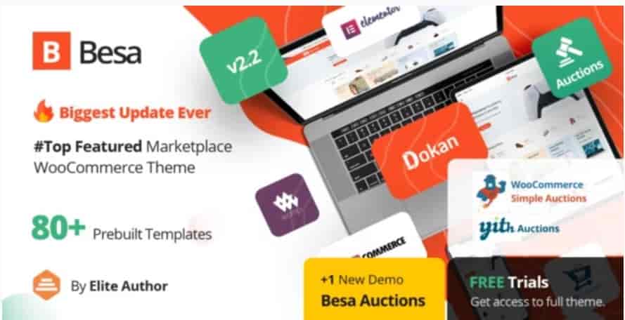 Besa Theme GPL – Elementor Marketplace WooCommerce Theme