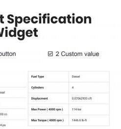 Product Specification Table Widget For Elementor