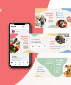 Pet & Dog Shop Color Carousel Instagram Feed Post