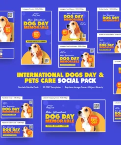 International Dogs Day, Pets Care Social Pack