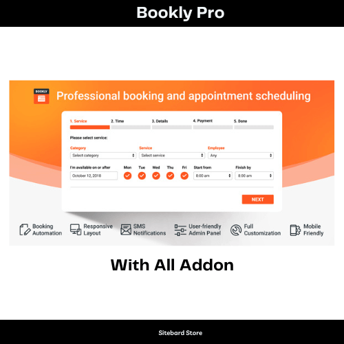 Bookly Pro All Addon - Appointment Booking and Scheduling Software System